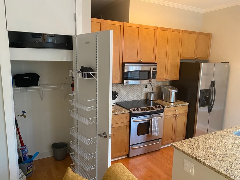 pantry and storage closet in kitchen