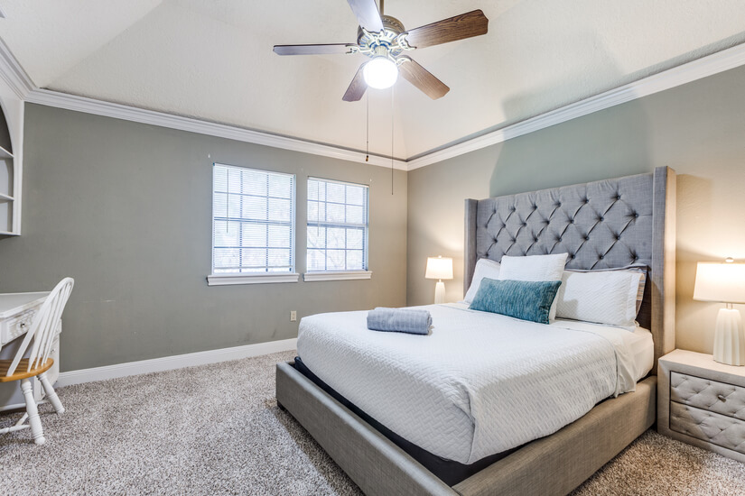 2nd floor queen bed with desk.