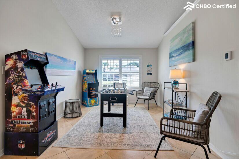 Foosball fun or Nostalgic arcade games in bonus game room