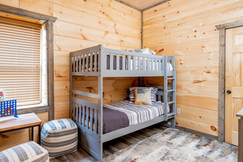 Downstairs bedroom - twin size bunk beds.