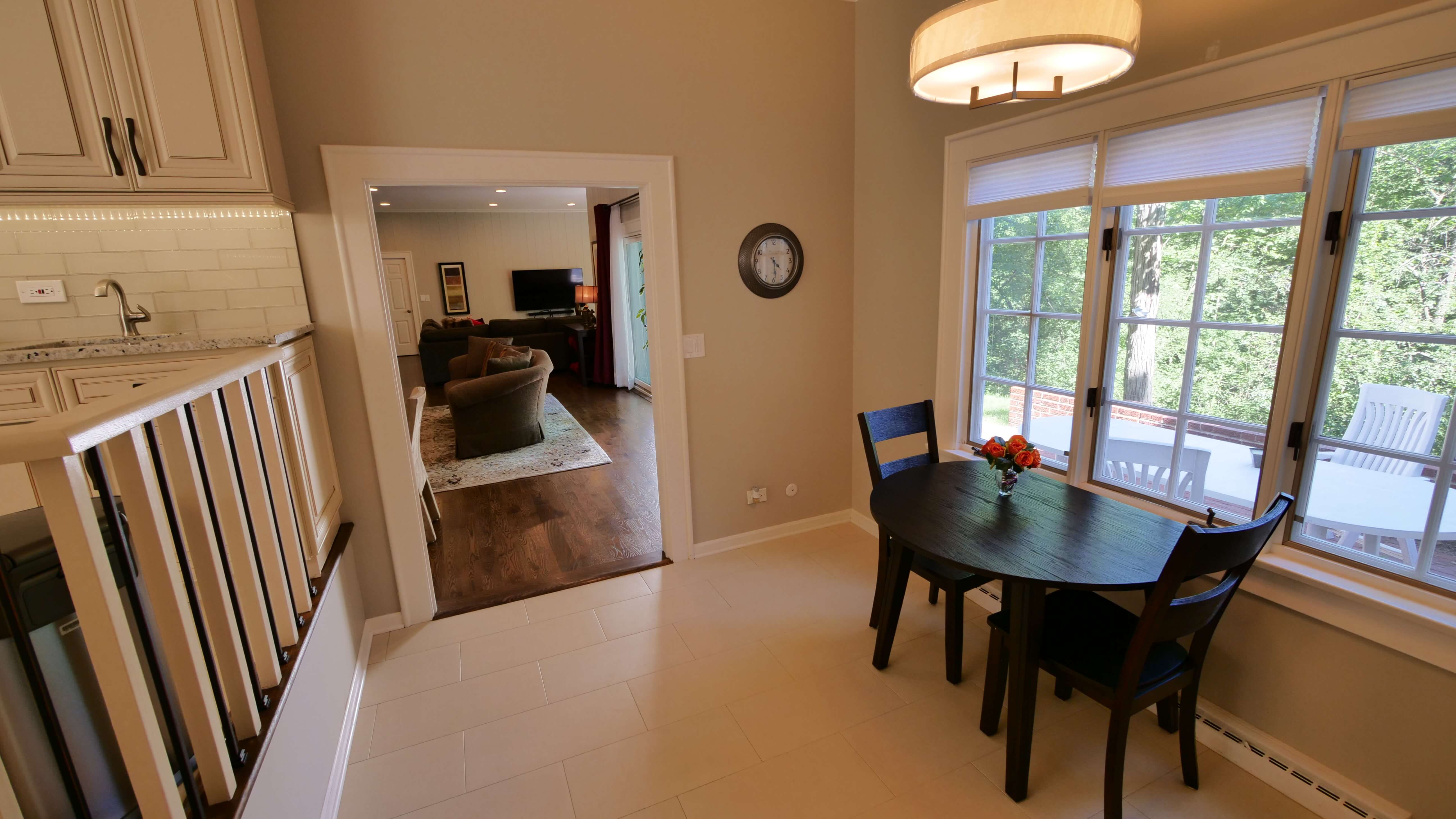 Eat-In Kitchen Overlooks the Back Patio