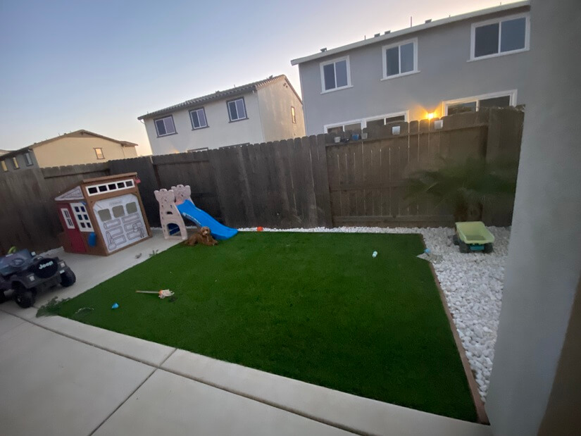 Backyard landscaping.