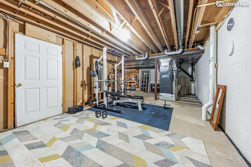 Basement Gym Squat Rack (weights from 2.5-45lbs)