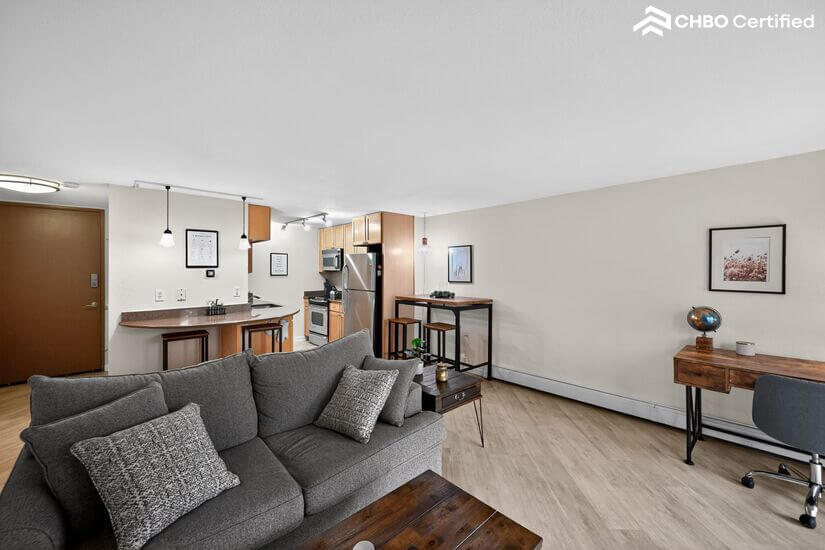 Living room into kitchen