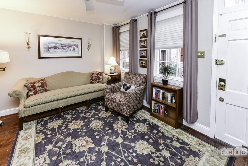 Front door and living room