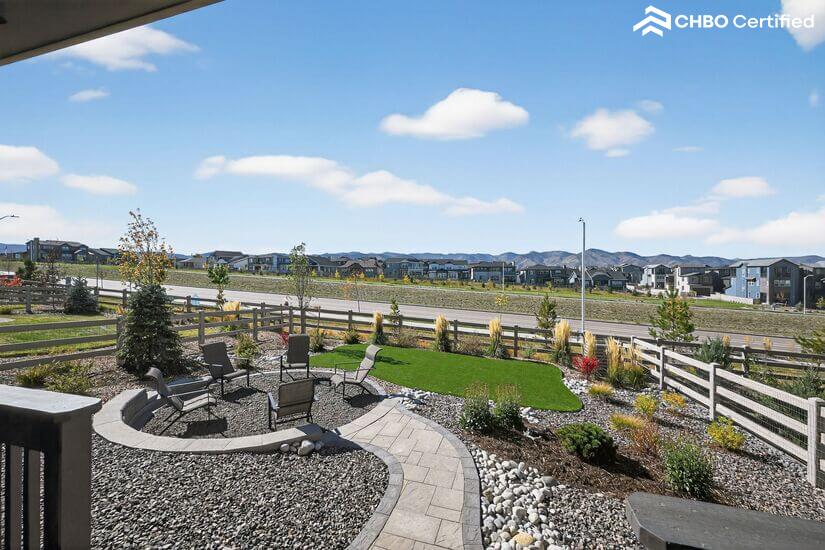 Enjoy sunshine & mountain views from patio bench and chairs