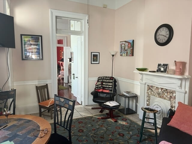 Den and dining with twin sleeper couch