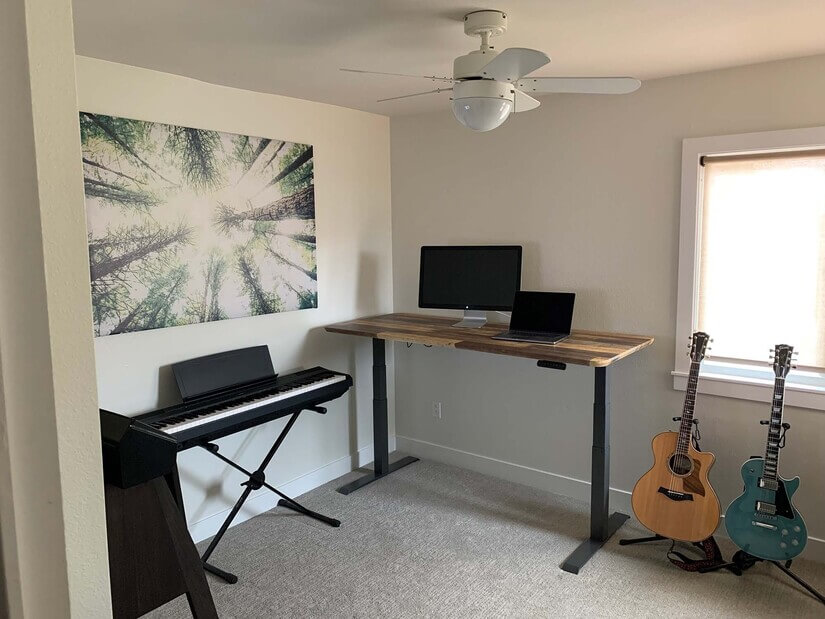 Upstairs office/bedroom with adjustable standing desk or bed