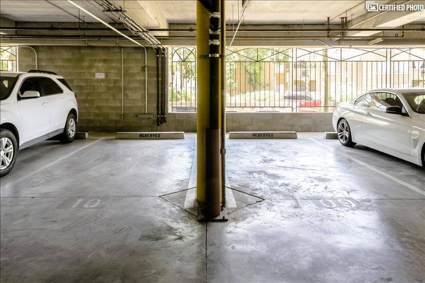 2 covered parking spaces