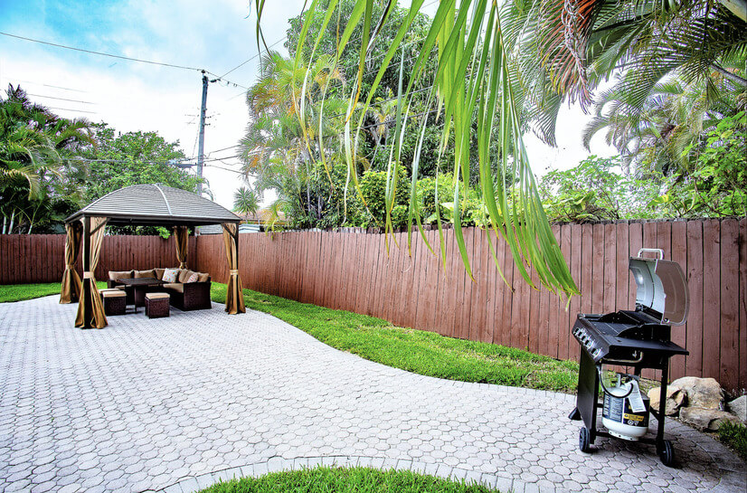 Backyard area with grill
