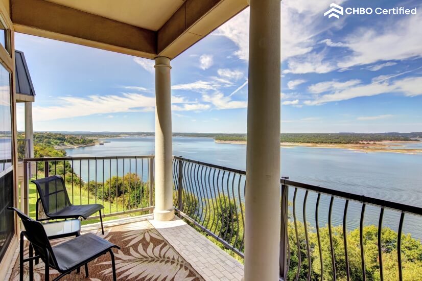 Master suite with upstairs balcony.