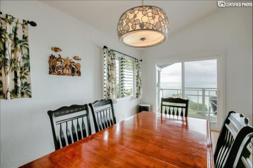Dining area features ocean views