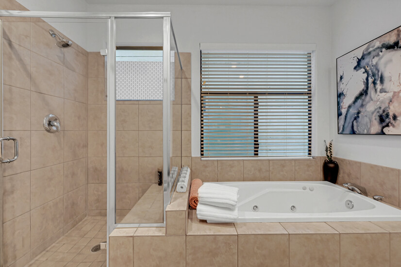 Stand up shower and hot tub