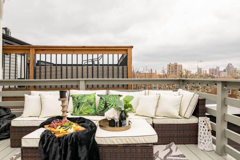 Rooftop deck with city view