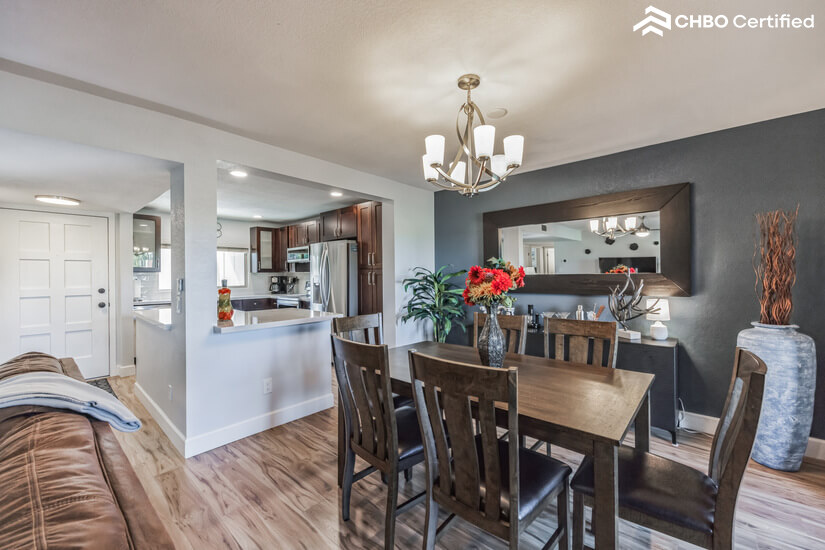 Dining room and kitchen