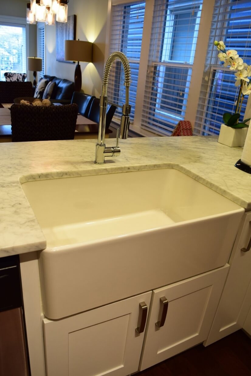 Modern sink in kitchen