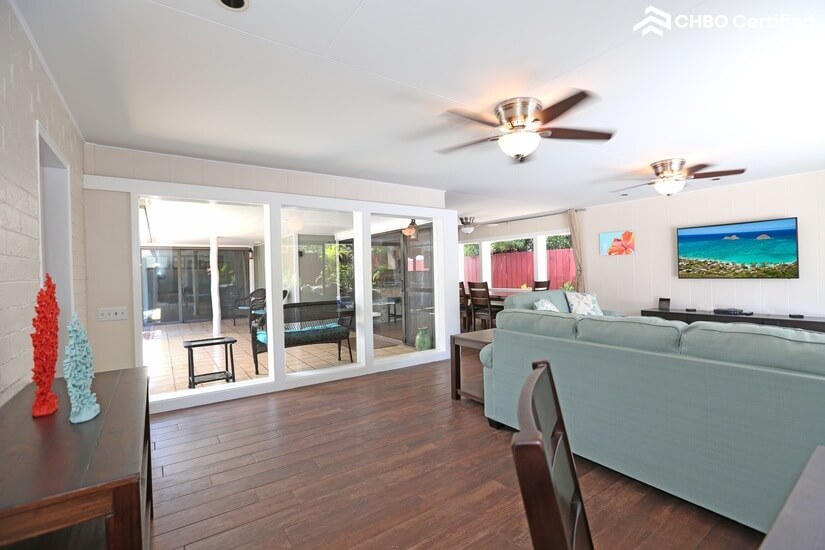 Living room with lanai view