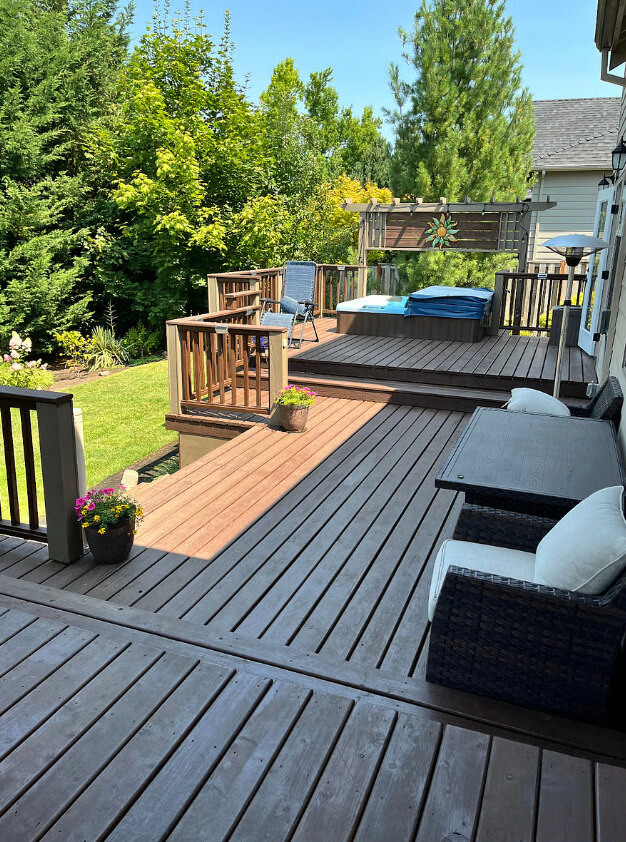 Expansive deck with hot tub
