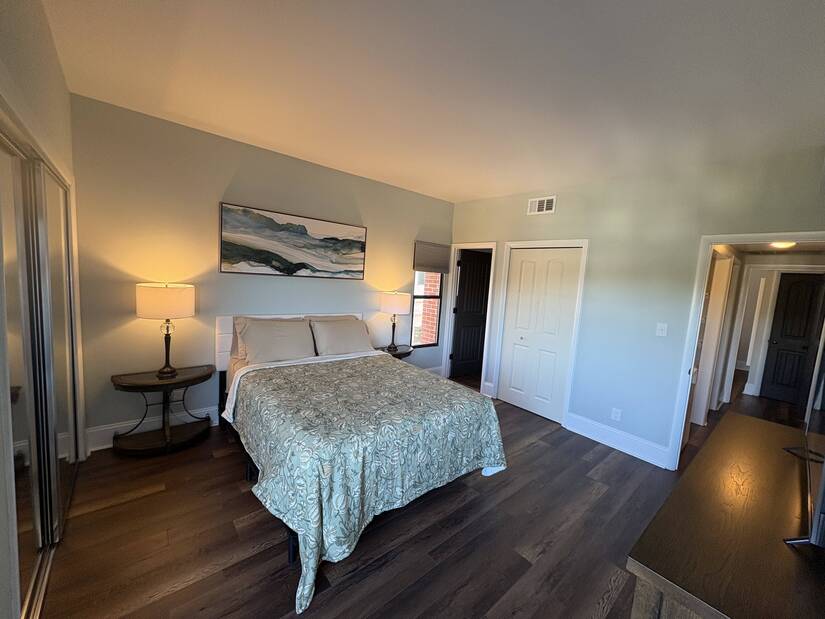 Second view of master bedroom, two closets