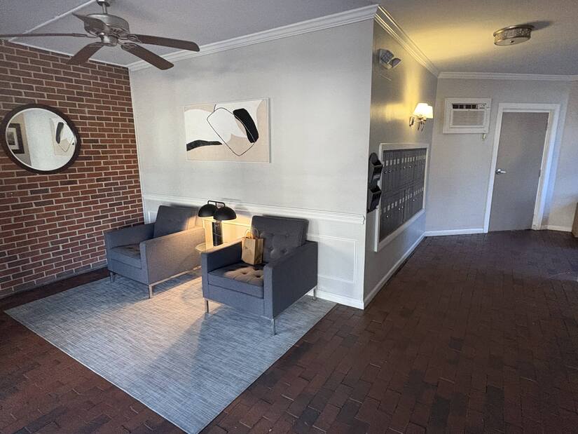 Lobby entrance with mailroom