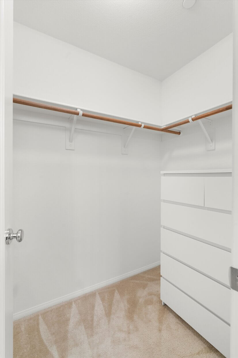 Second bedroom walk-in closet with dresser