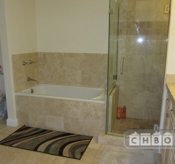 Five piece bathroom with shower & tub