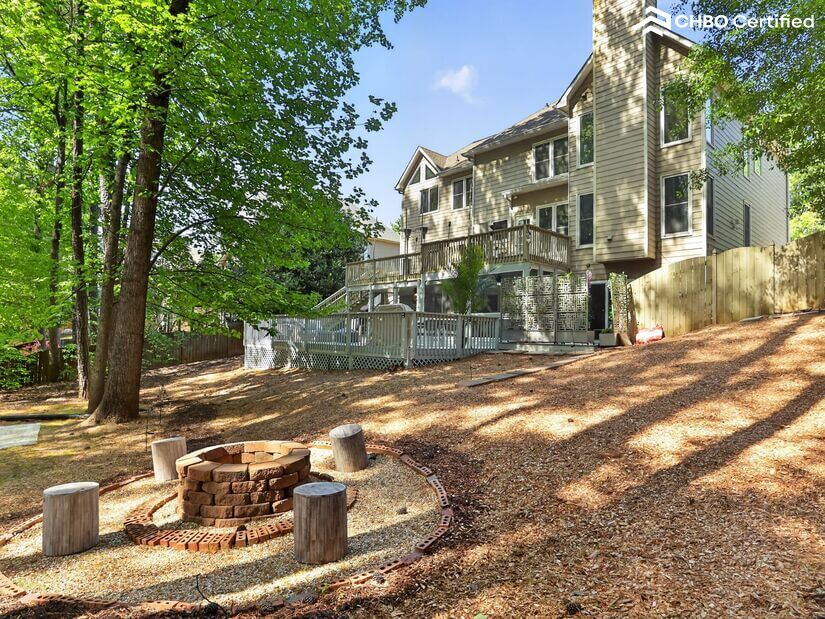 Backyard firepits, seating & Yoga/Meditation under the trees