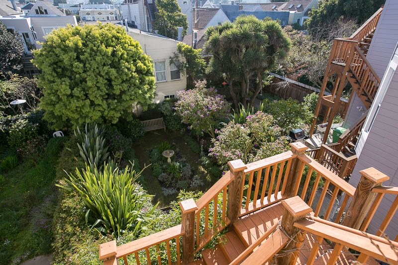 View of shared garden from top of stairs