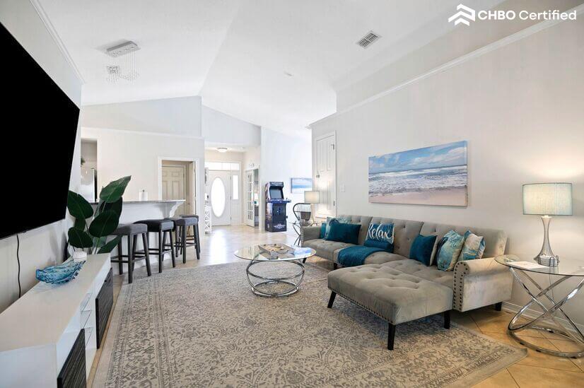 Plenty of space to spread out or cozy up for movie