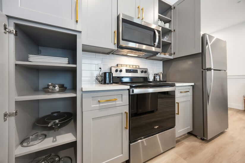 Modern kitchen fully furnished with new appliances