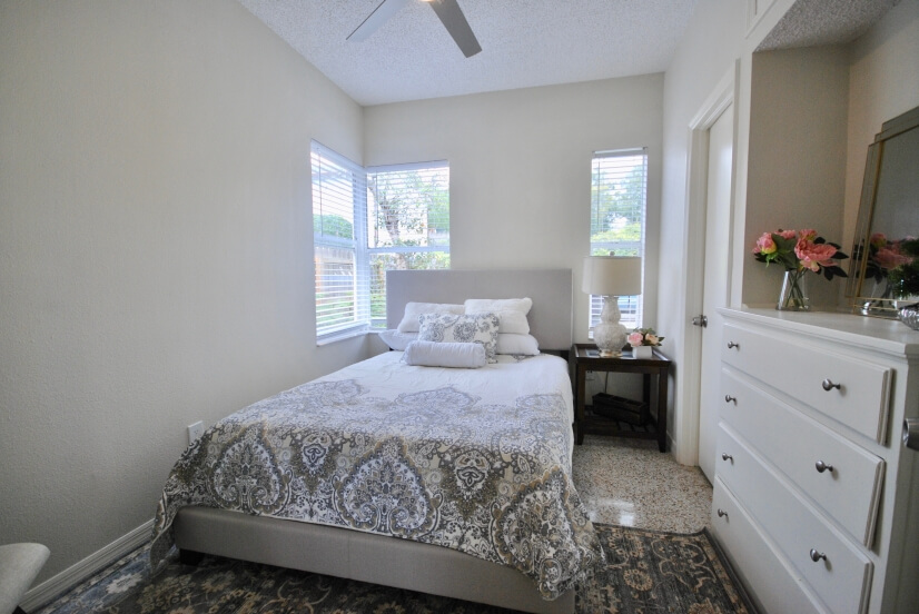 Second bedroom with queen bed and view of the