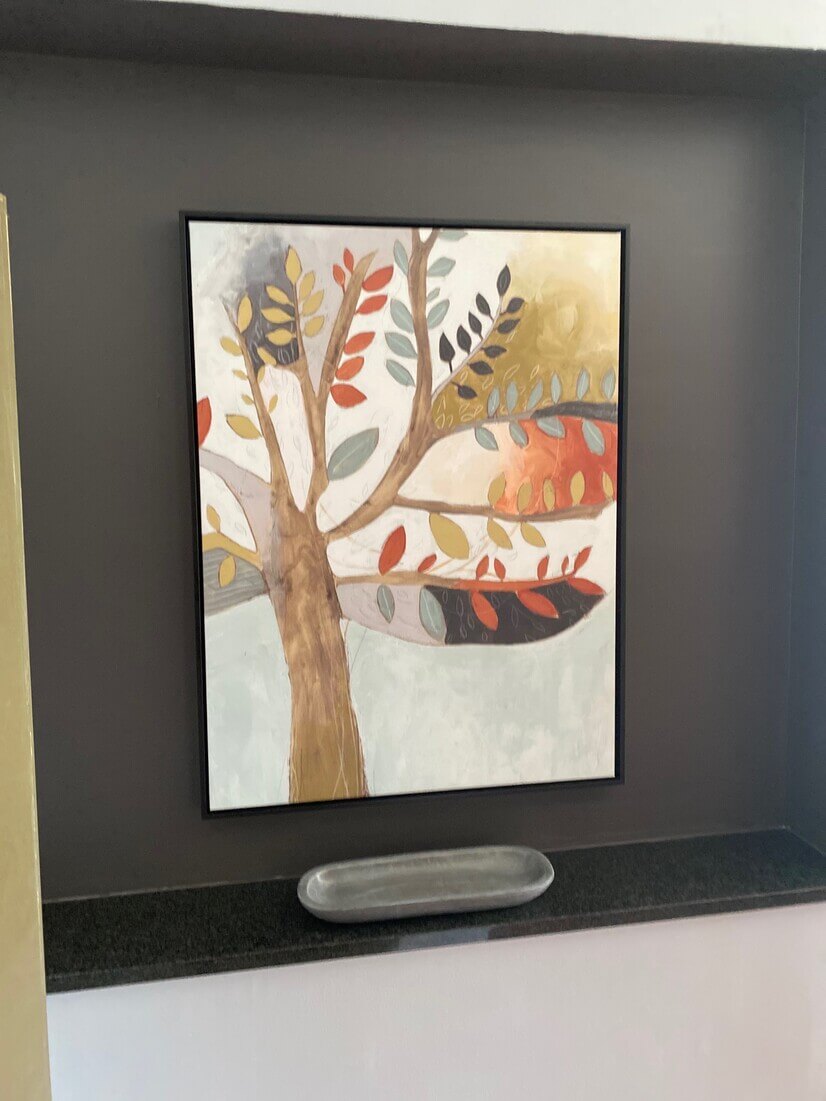 Entry Hallway art with shelf