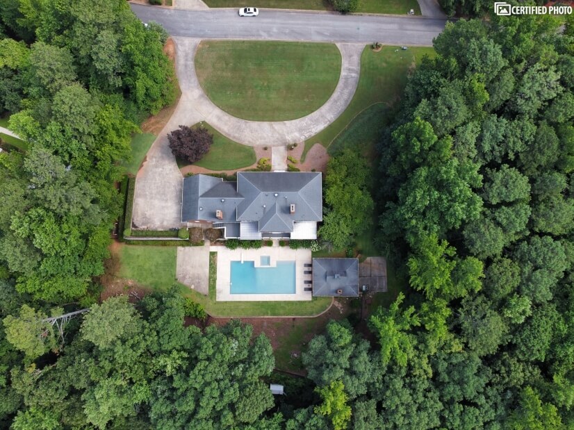 Aerial view of entire property.