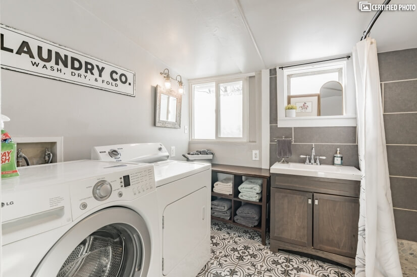 Bathroom combined with laundry