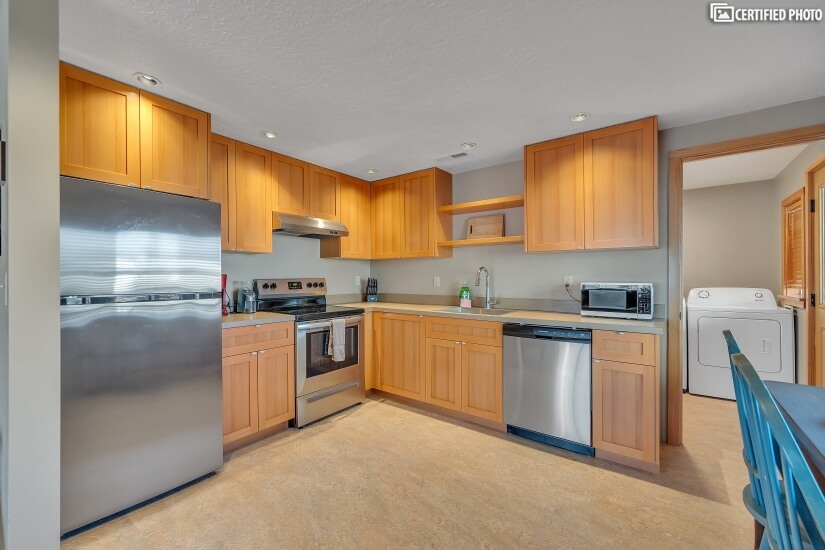 Stocked Kitchen in this Portland Furnished Apartment.