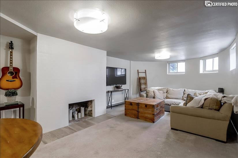 Fireplace in Basement Living Area