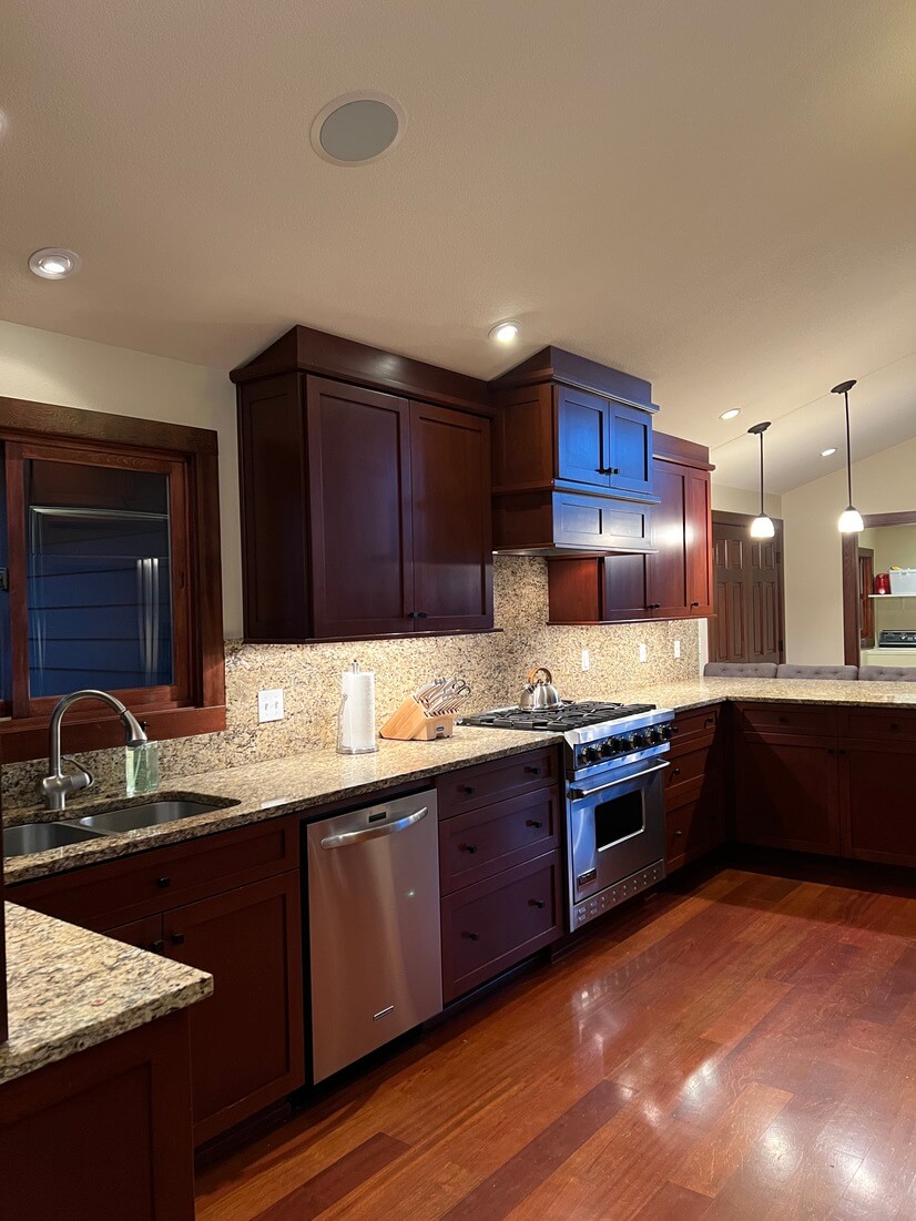 Chef's kitchen with luxe appliances.