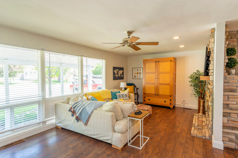 Enjoy the spacious, open living room and kitchen/dining area