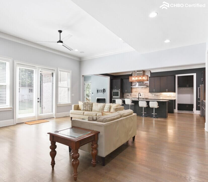 view of the kitchen from the living room