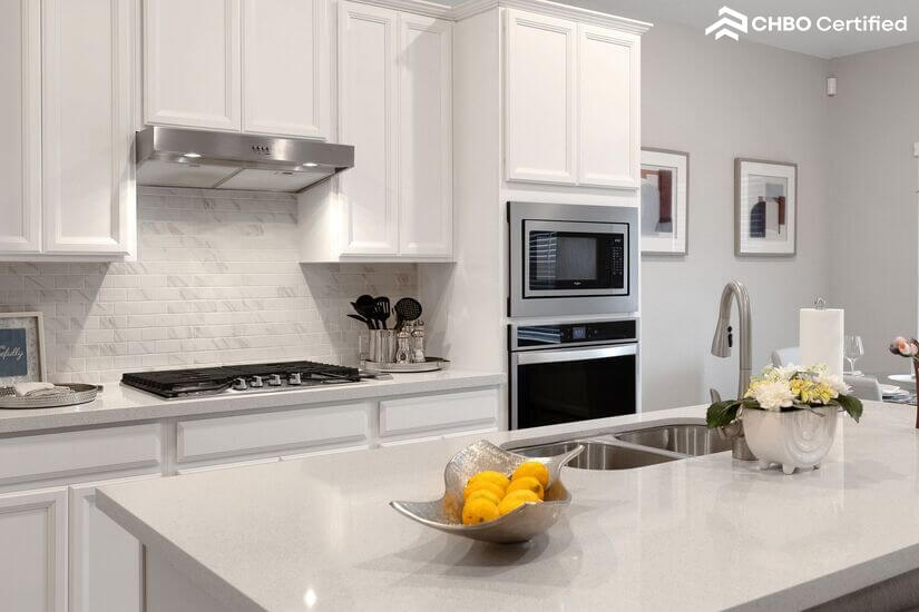 Quartz countertops for a sleek, easy-to-clean surface.