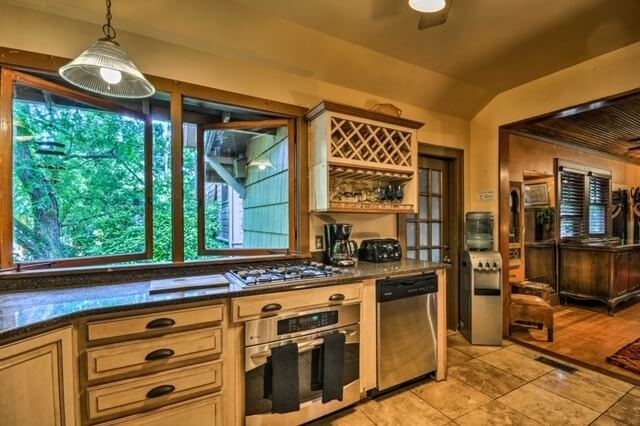 Light filled gourmet kitchen fully equipped