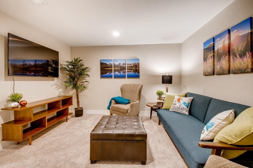 Lower Level Family room with sofabed