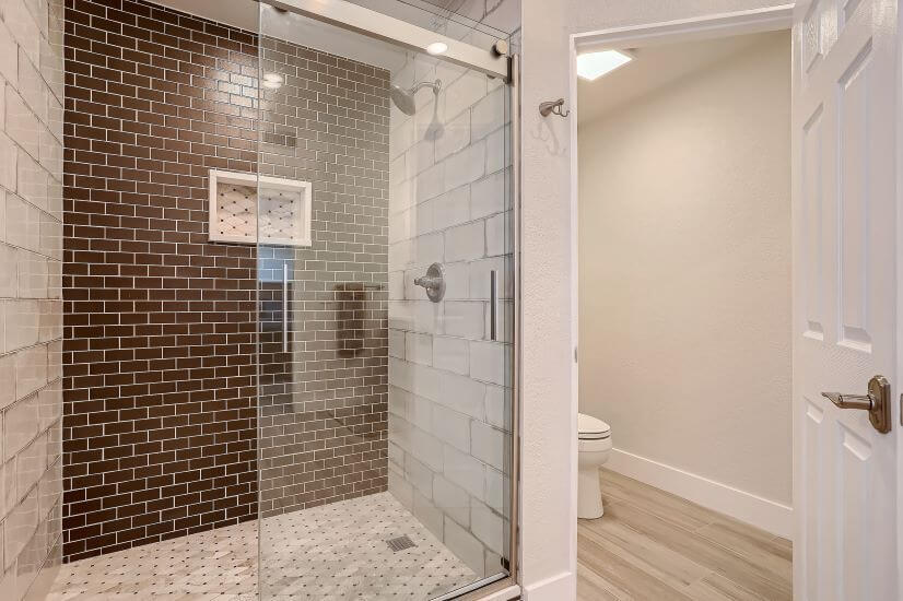 Master Shower with new tile and shower door