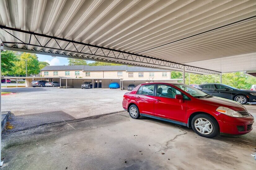 Carport allows for two cars. Entrance nearby.