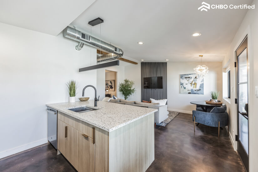 Vault Ceiling Living Room and Kitchen