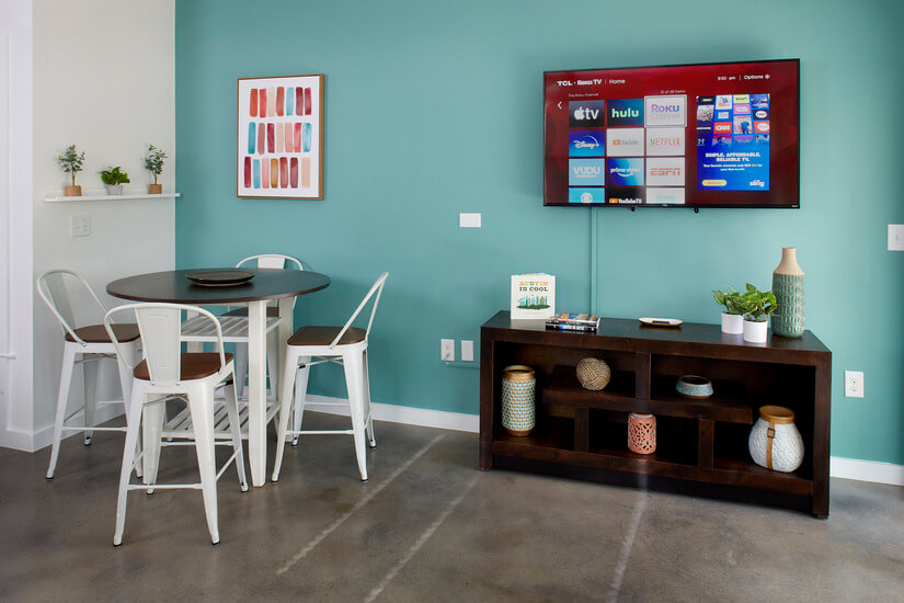 Dining area with Smart TV to stream