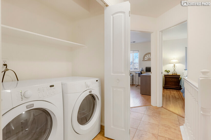 Unit contains full-size washer and dryer