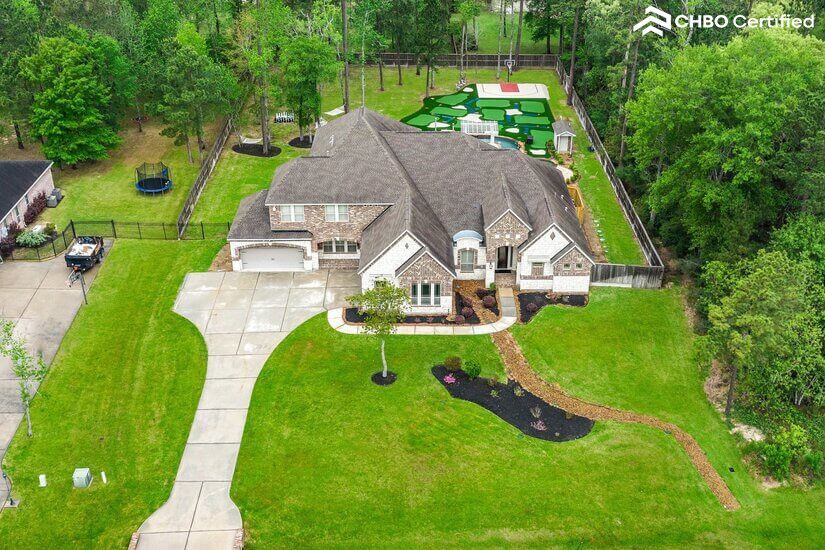 Aerial view of grand estate