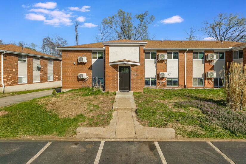 Front entrance and parking