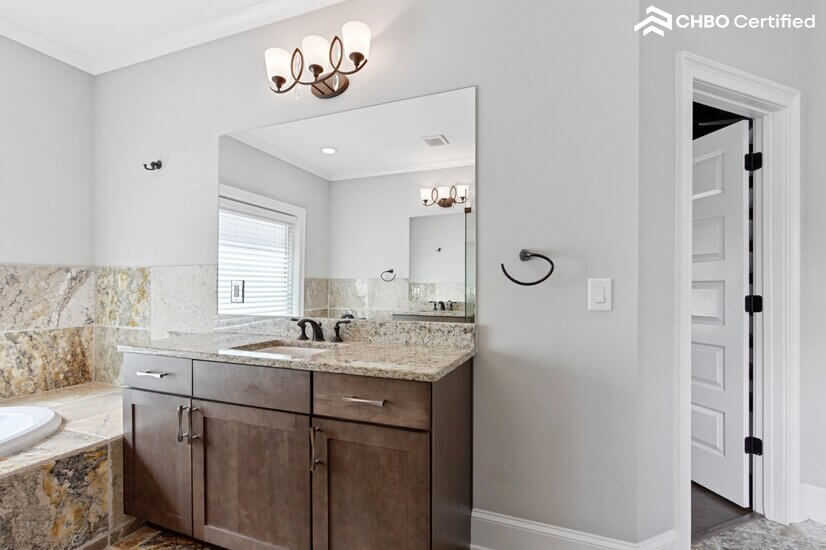 granite tops and high quality soft close cabinetry